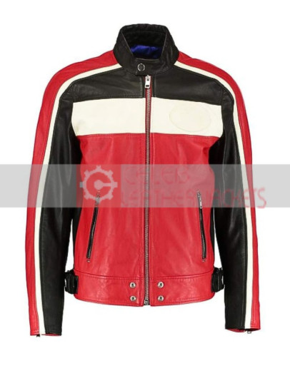 Men's Black Red And White Striped Jacket