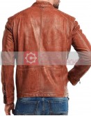 Men’s Crinkle Brown Biker Jacket