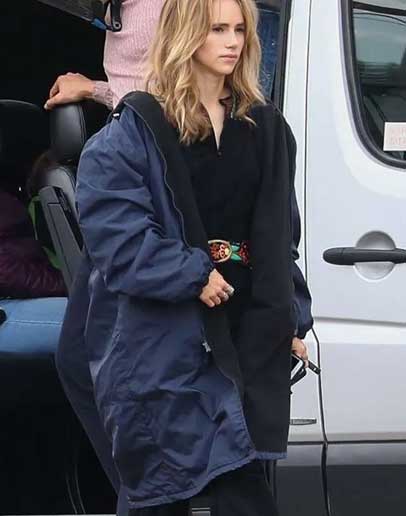 Daisy Jones & The Six Suki Waterhouse (Karen Sirko) Blue Coat