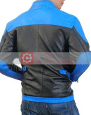 Blue Combo Biker Leather Jacket