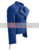 Leather Skin Blue Women Brando Style Jacket