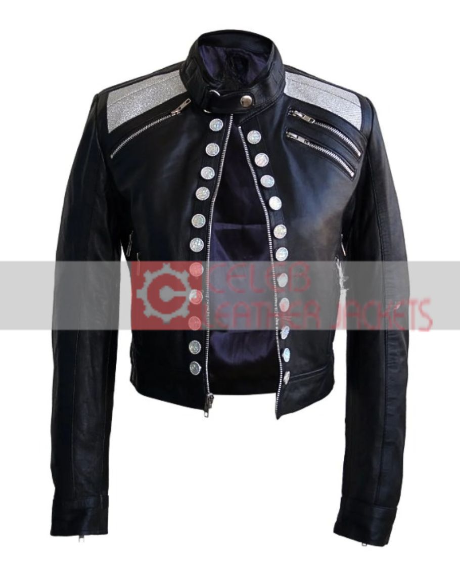 Leather Skin Diamond Buttons Jacket | Leather Skin Black Jacket