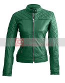 Leather Skin Women Parrot Green Jacket