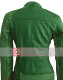 Leather Skin Women Parrot Green Jacket