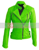 Leather Skin Women Parrot Green Jacket
