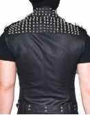 Men's Belted Studded Black Vest