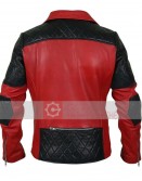 Men's Red With Black Diamond Quilted Shoulders Jacket