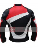 Red Biker Black And White Stripes Jacket
