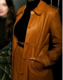 Eileen 2023 Thomasin McKenzie Leather Coat