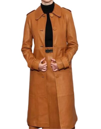 Eileen 2023 Thomasin McKenzie Leather Coat
