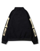 Furry Bone Patchwork Skeleton Denim Jacket