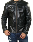 Men’s Sheepskin Shiny Black Leather Jacket