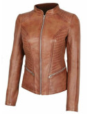 Womens Rachel Cognac Leather Jacket