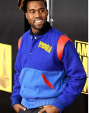 Kanye West Pastelle Varsity Blue Bomber Jacket