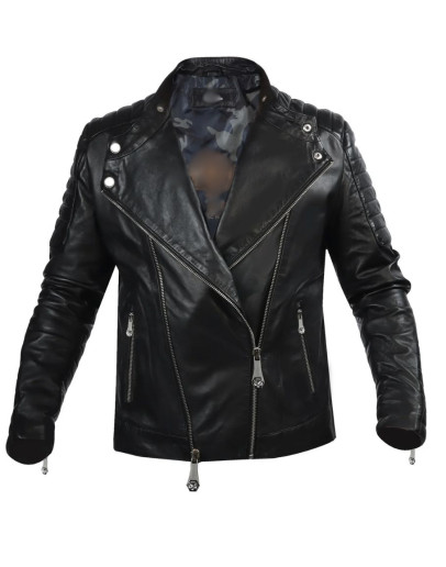schwarze Lederjacke
