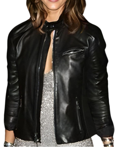 Jessica Alba Black Leather Stylish Jacket