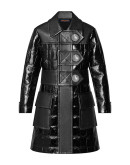 Mixed Stud Button Black Coat