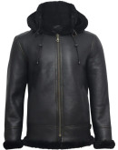 Men's Black Sheepskin Aviator Jacket