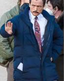 Tetris 2023 Taron Egerton (Henk Rogers) Puffer Blue Jacket 