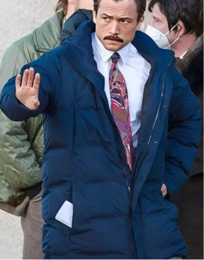 Tetris 2023 Taron Egerton (Henk Rogers) Puffer Blue Jacket 