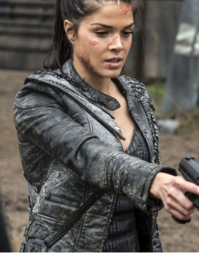 The 100 Marie Avgeropoulos Distressed Leather Jacket