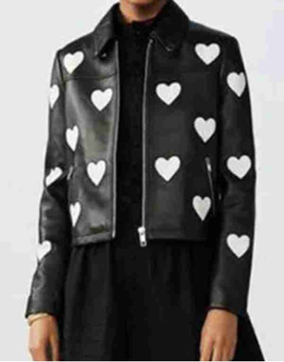 Women White Heart Black Jacket