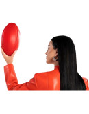Katy Perry Short Body Orange Leather Jacket at Telstra Pre-Game