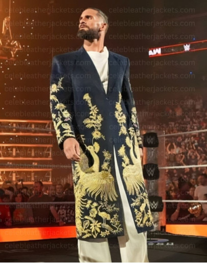 WWE RAW Seth Rollins Golden Peacock Long Coat
