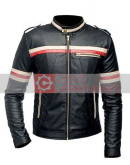 Men's Red And White Strips Black Jacket