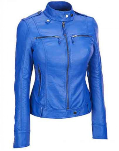 Women's Elegant Blue Motorcycle Jacket Women's Elegant Blue Motorcycle Jacket