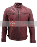 Mens Burgundy Leather Biker Jacket Mens Burgundy Leather Biker Jacket