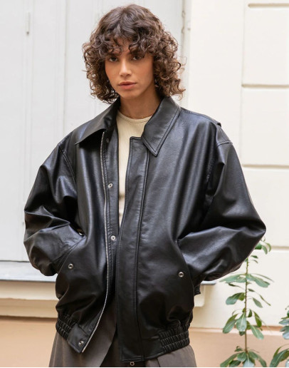 Oversized Leather Bomber Costume Jacket