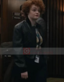 Leah Byrne Dept. Q Black Leather Bomber Jacket