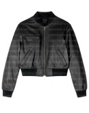 Leah Byrne Dept. Q Black Leather Bomber Jacket