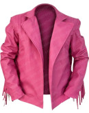 A Minecraft Movie Jason Momoa Pink Fringed Jacket