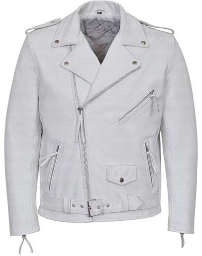 Brando White Vintage Leather Jacket