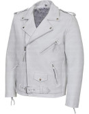 Brando White Vintage Leather Jacket