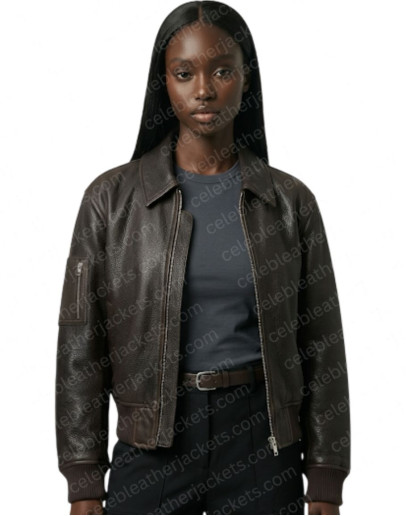 Karen Page Daredevil Born Again S2 Deborah Ann Woll Brown Bomber Leather Jacket