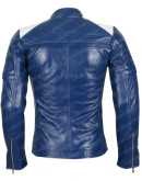 Blue Leather Biker Jacket Womens