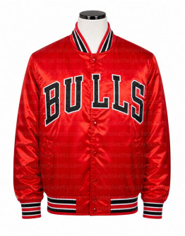CHICAGO MEN'S BULLS RED SATIN JACKET