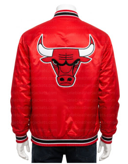 CHICAGO MEN'S BULLS RED SATIN JACKET