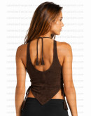 Stussy Brown Suede Leather Top