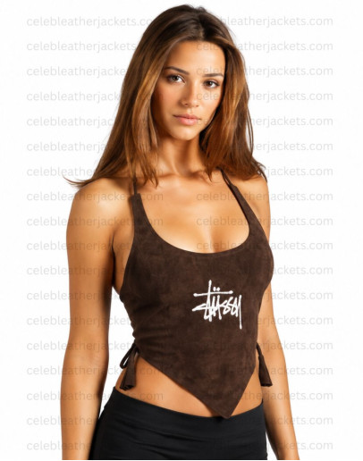 Stussy Brown Suede Leather Top