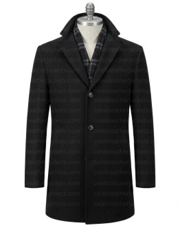 Succession Connor Roy Black Wool Coat
