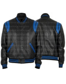 Black And Red Letterman Bomber Leather Jacket