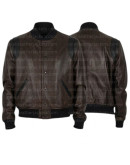 Black And Red Letterman Bomber Leather Jacket
