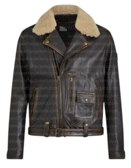 Elon Musk Black Leather Aviator Jacket