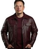 Elon Musk Maroon Leather Jacket