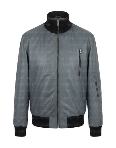 German Flag Luftwaffe Pilots Flight Grey Leather Jacket