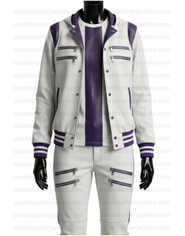 Justin Bieber White Leather Costume Jacket And Pant   